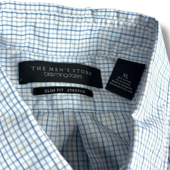 NWT Bloomingdales Button Down Shirt Mens Size Extra Large XL Slim Fit Stretch Bl - Picture 6 of 9